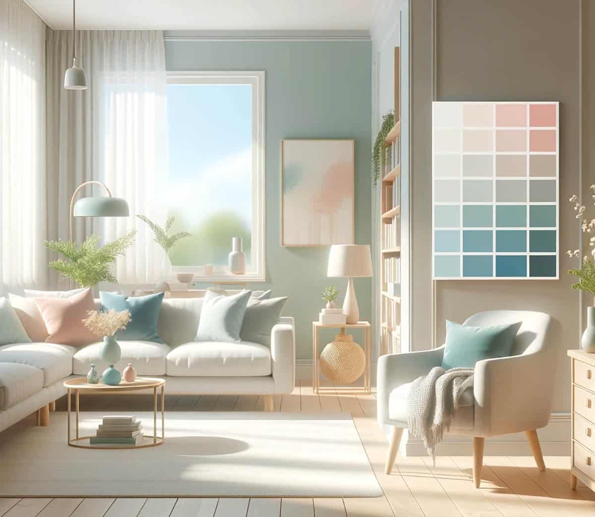 Pastel room with color palette