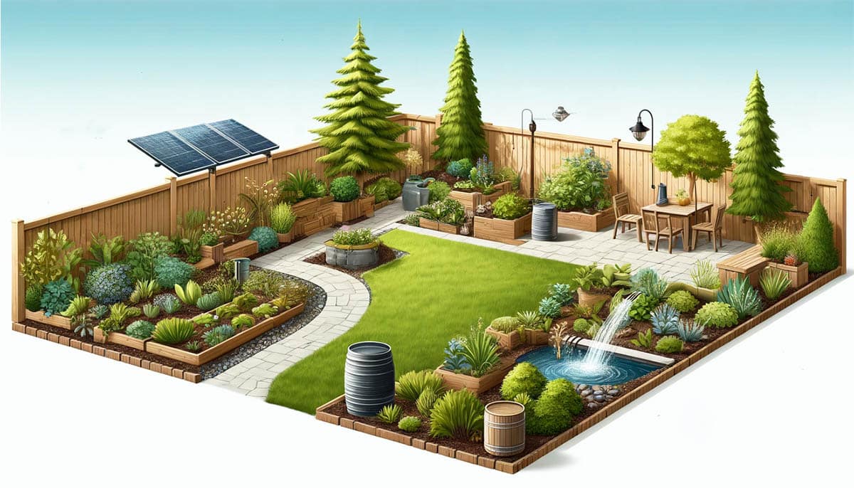 Backyard landscape illustration