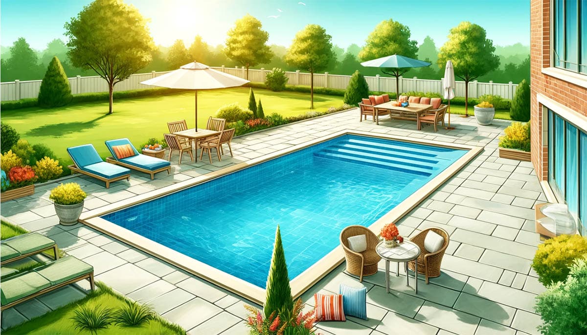 Swimming pool with patio illustration