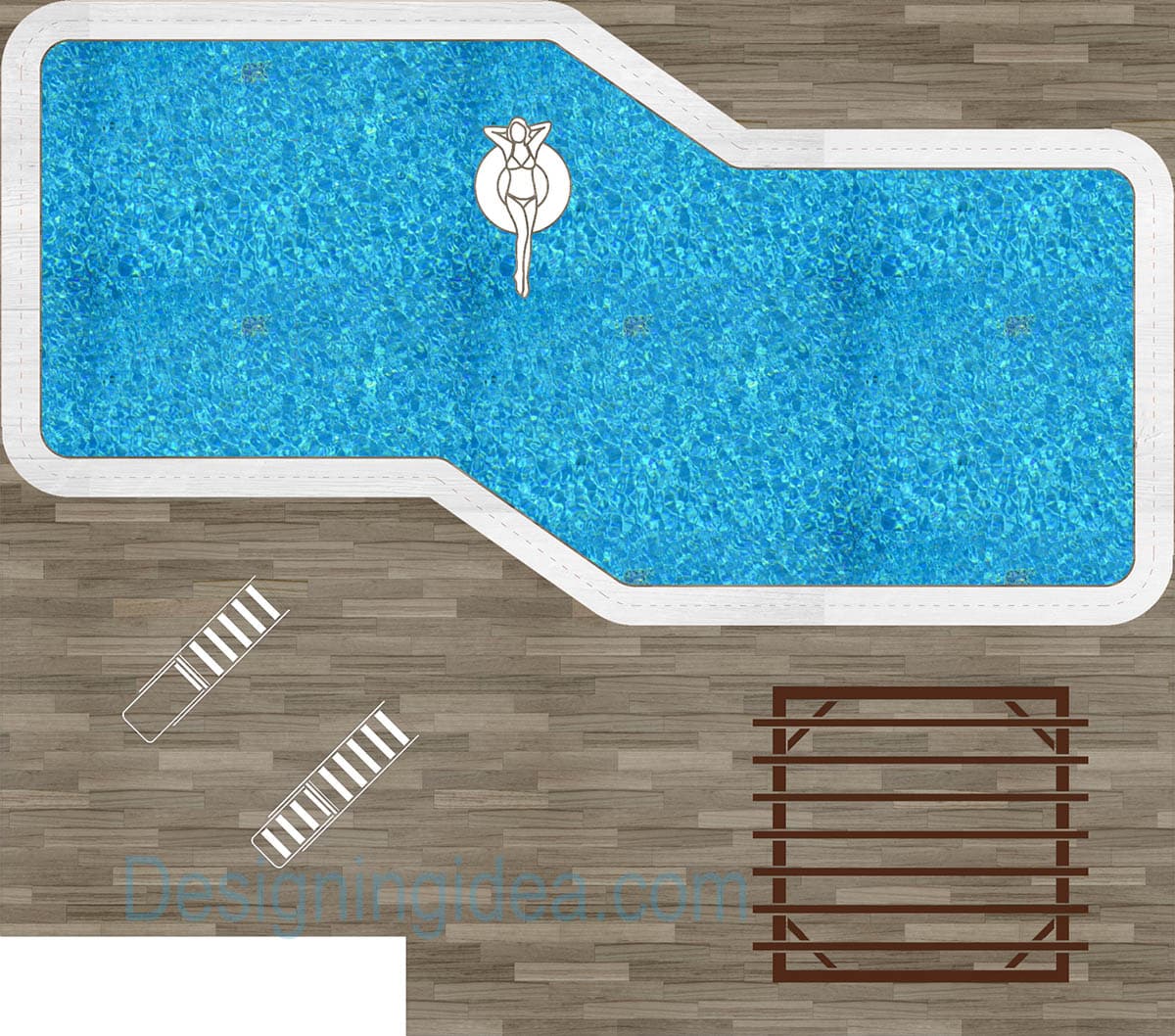 Pool with an angular shape 