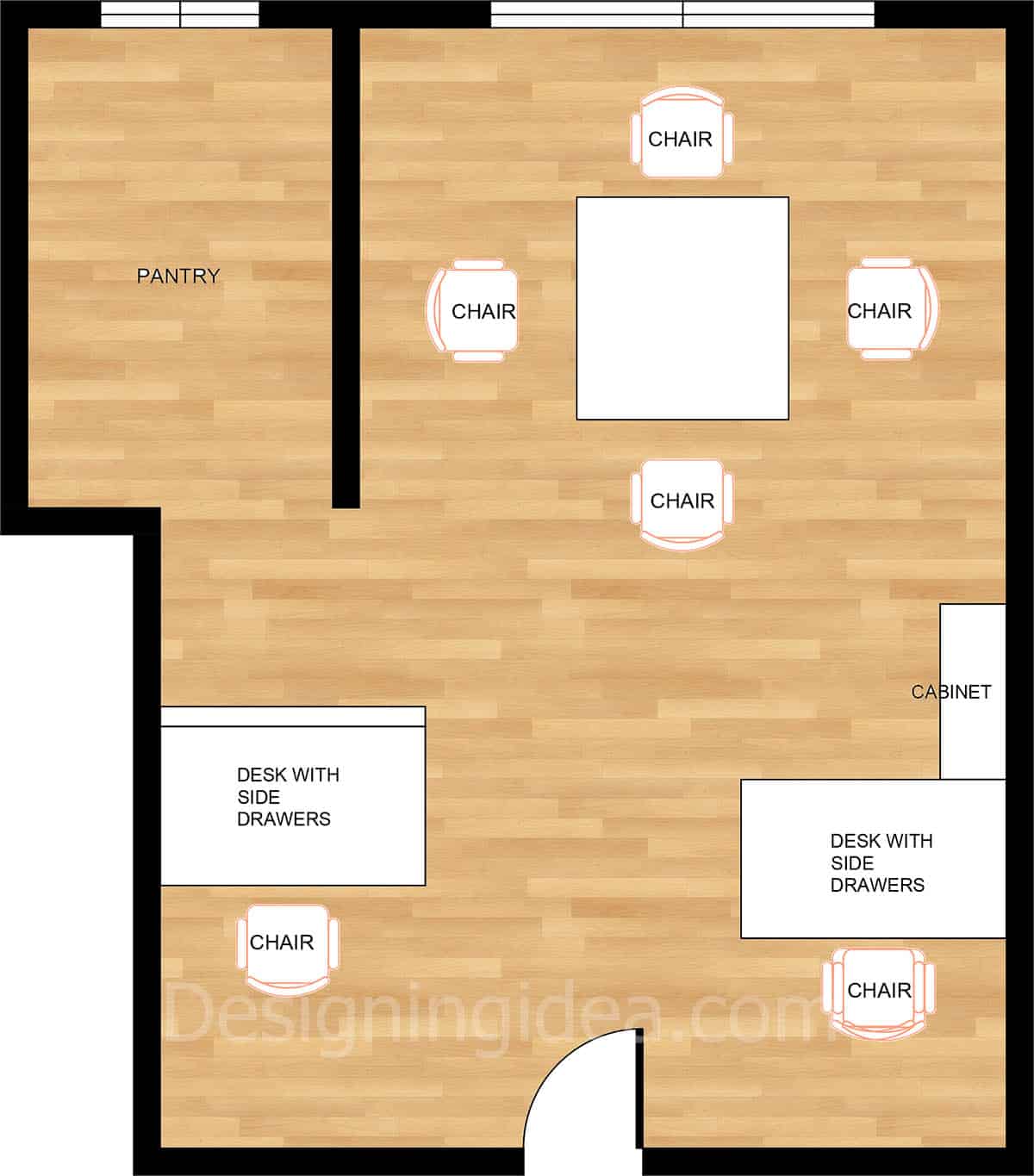 Collaborative office floor plan