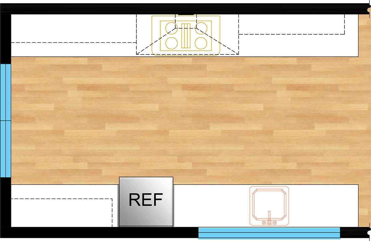 Dead end galley plan