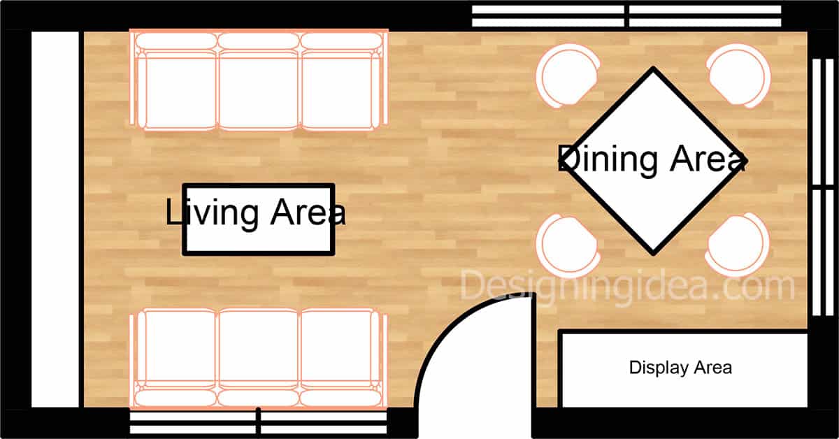 Balanced room concept with separate zones