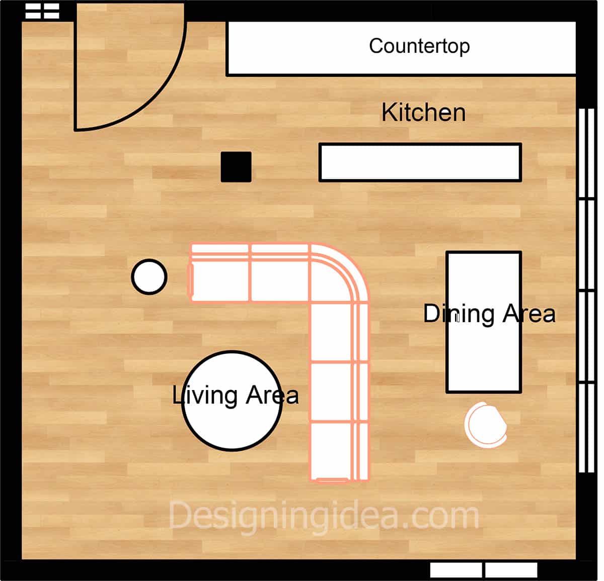 Floating furniture layout