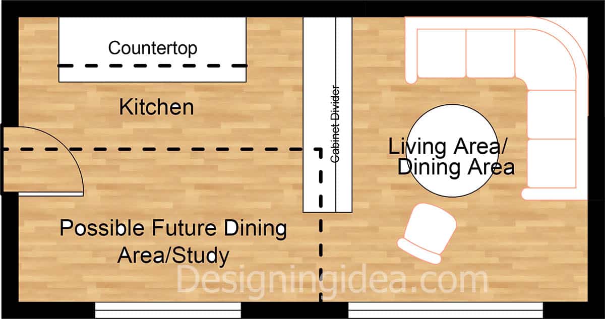 Partition with furniture divider