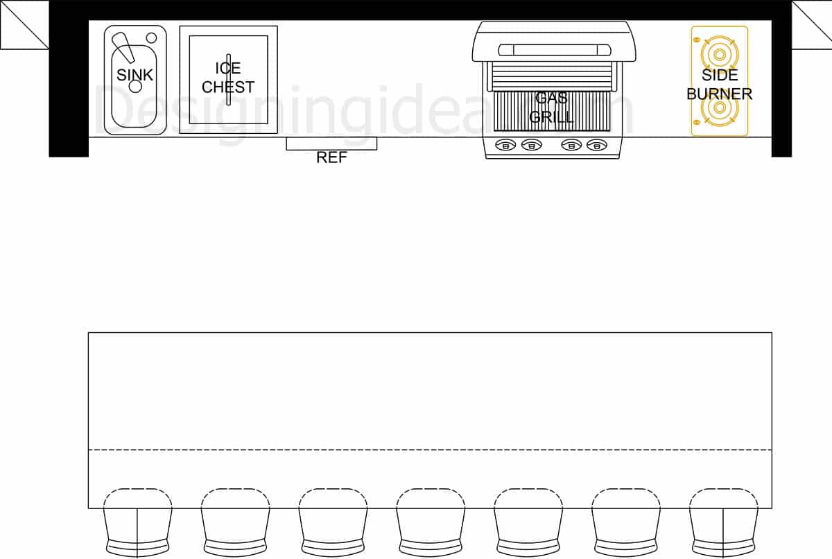 Bar-centric layout for outdoor space