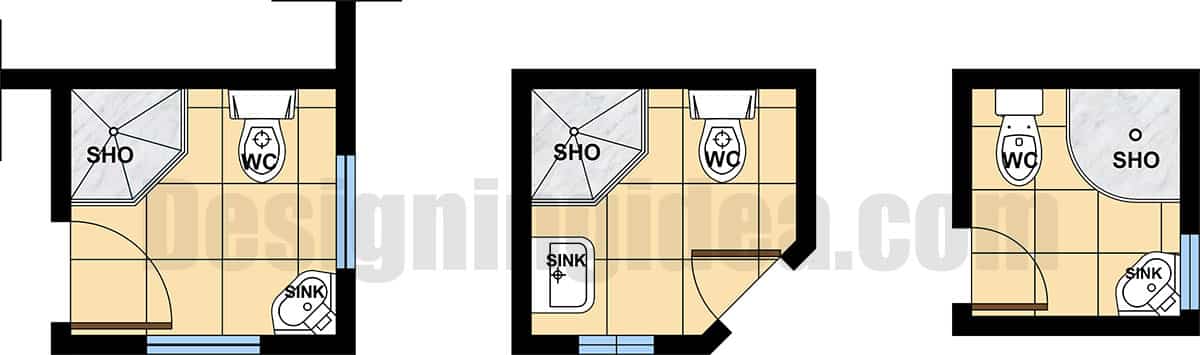 Corner Shower Layout in Bathroom Floor Plan