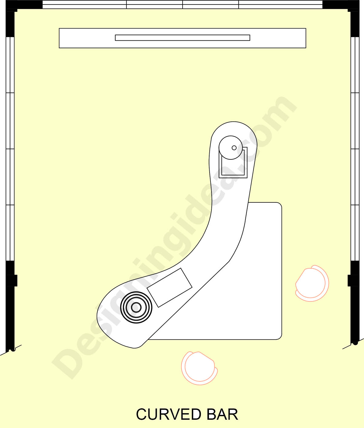 Curved bar for enhanced conversation and entertaining