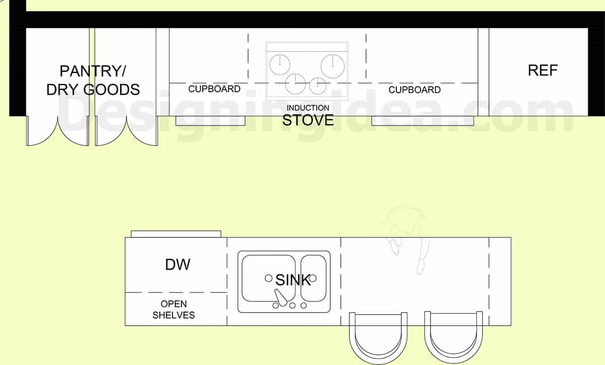 Galley with island layout