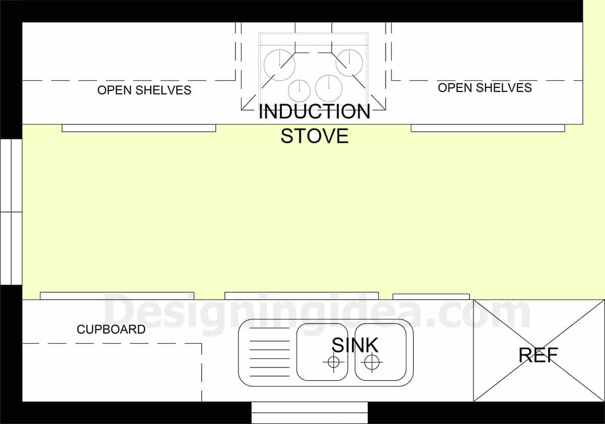 Galley with window views