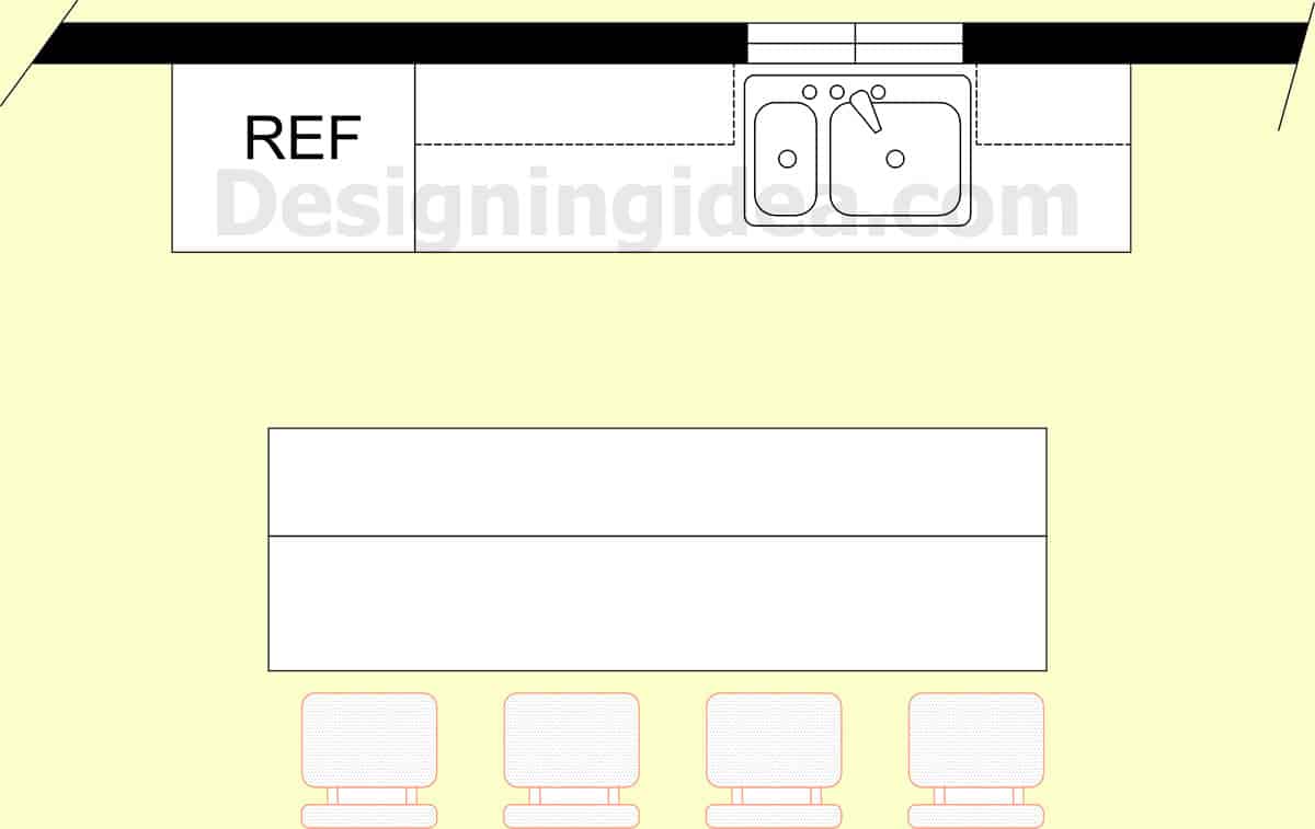 Linear bar with island seating layout