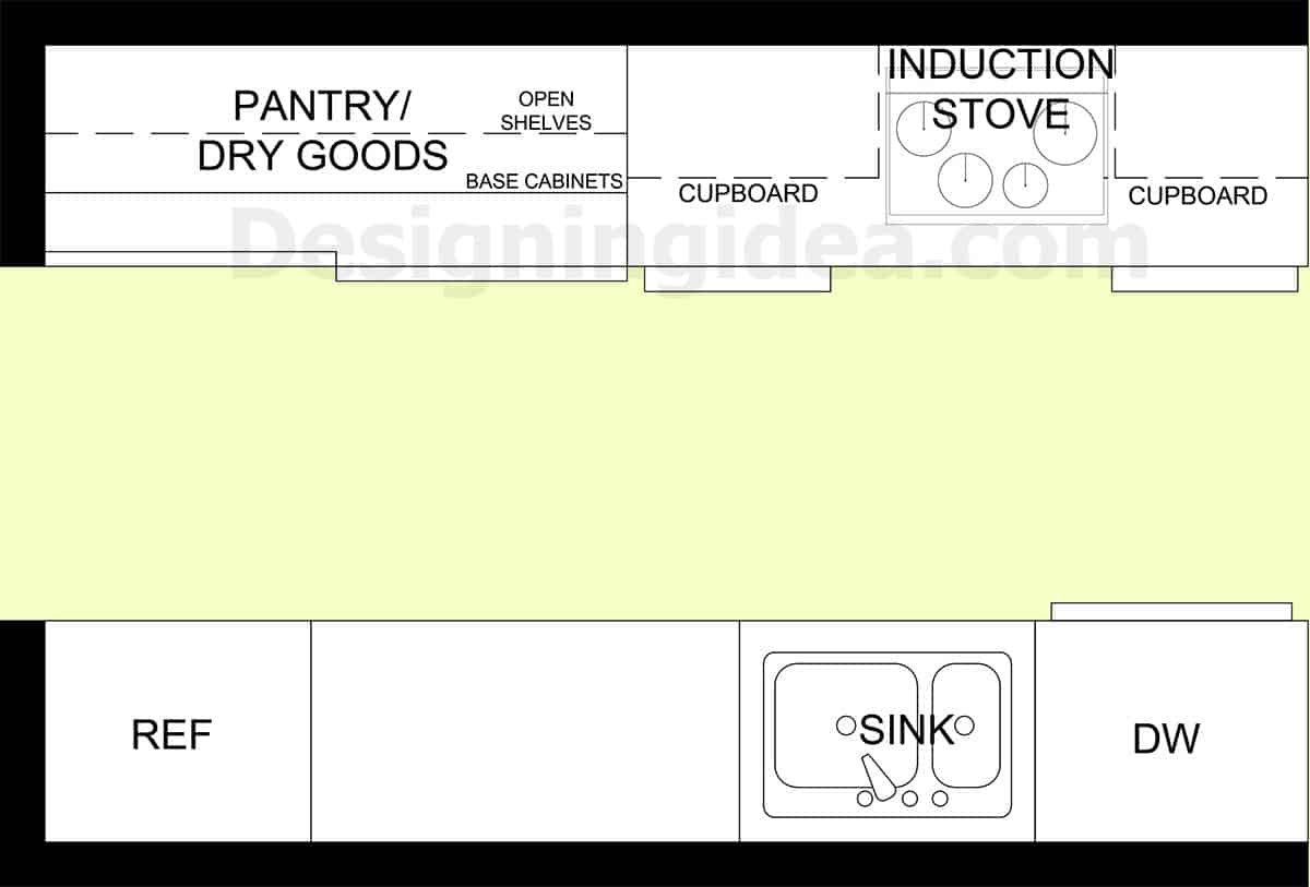 Open end galley architect kitchen plan