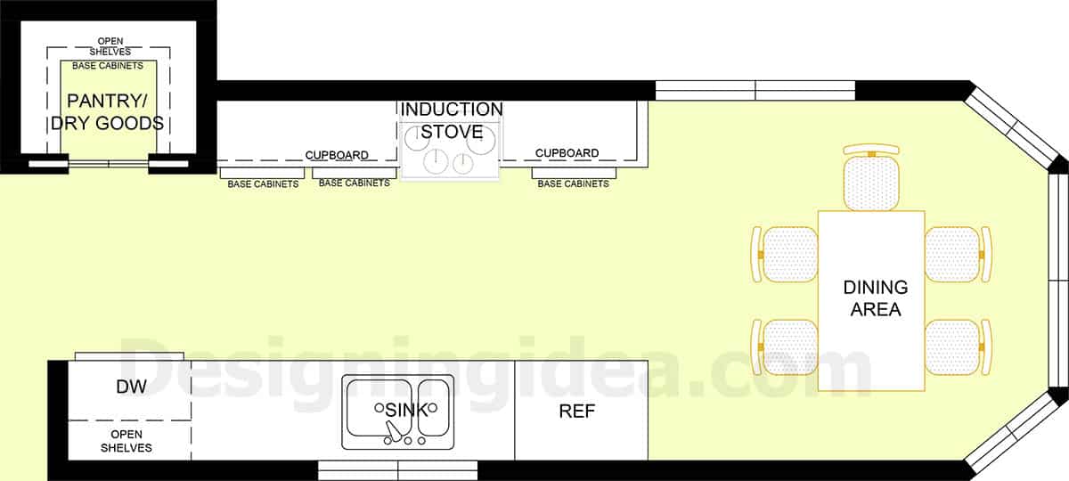 Design plan for a pass-through galley 