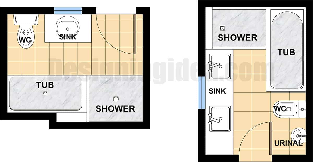 Shower tub combination layout