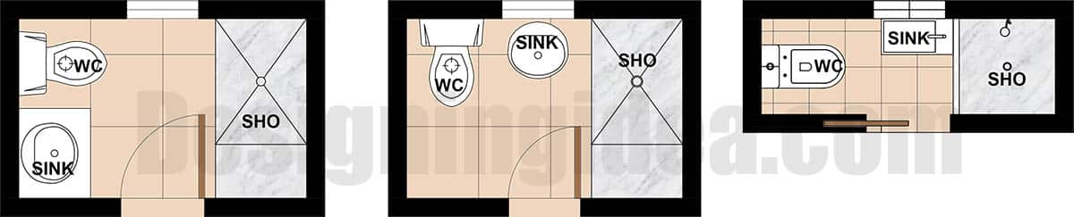 Walk-in shower floor plan along one wall