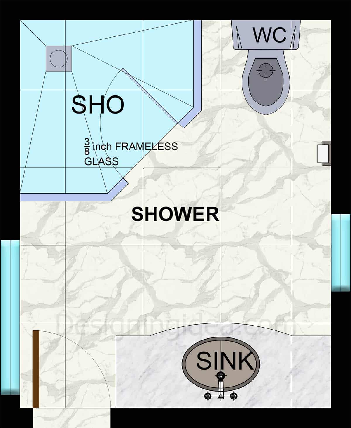 8x10 corner shower bathroom layout