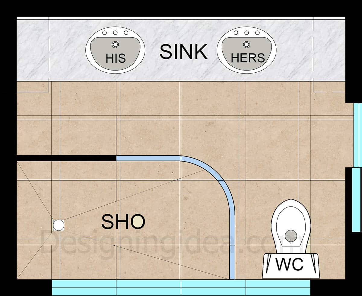 8x10 his and hers vanity bathroom floor plan