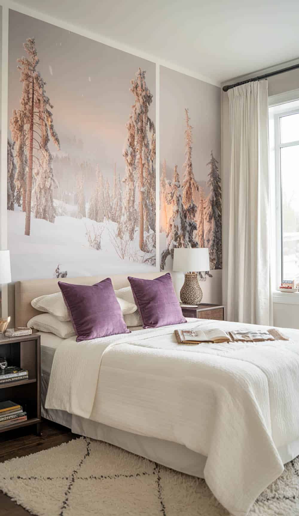 Bedroom with wall art to set the winter mood