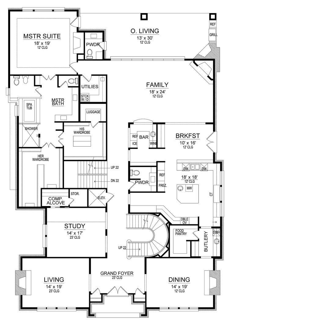 Contemporary house plan main floor layout