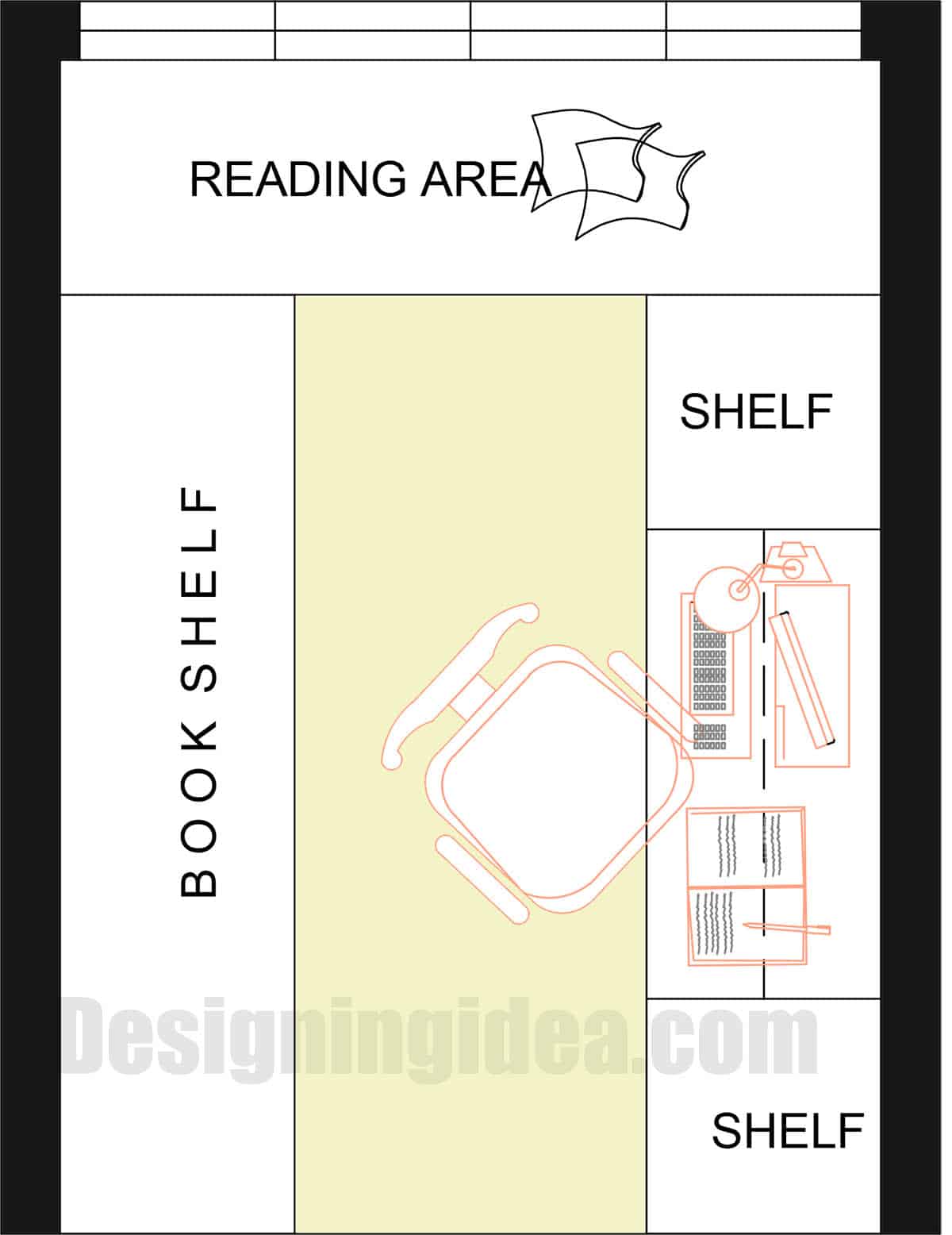 Cozy reading nook layout