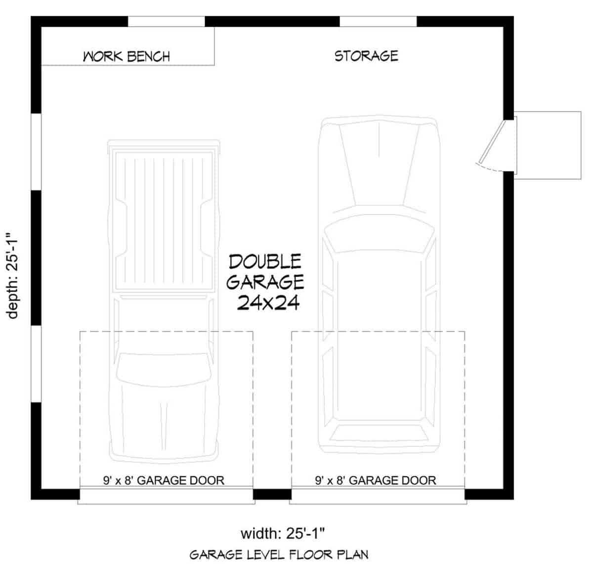 Double car garage floor plan 24x24