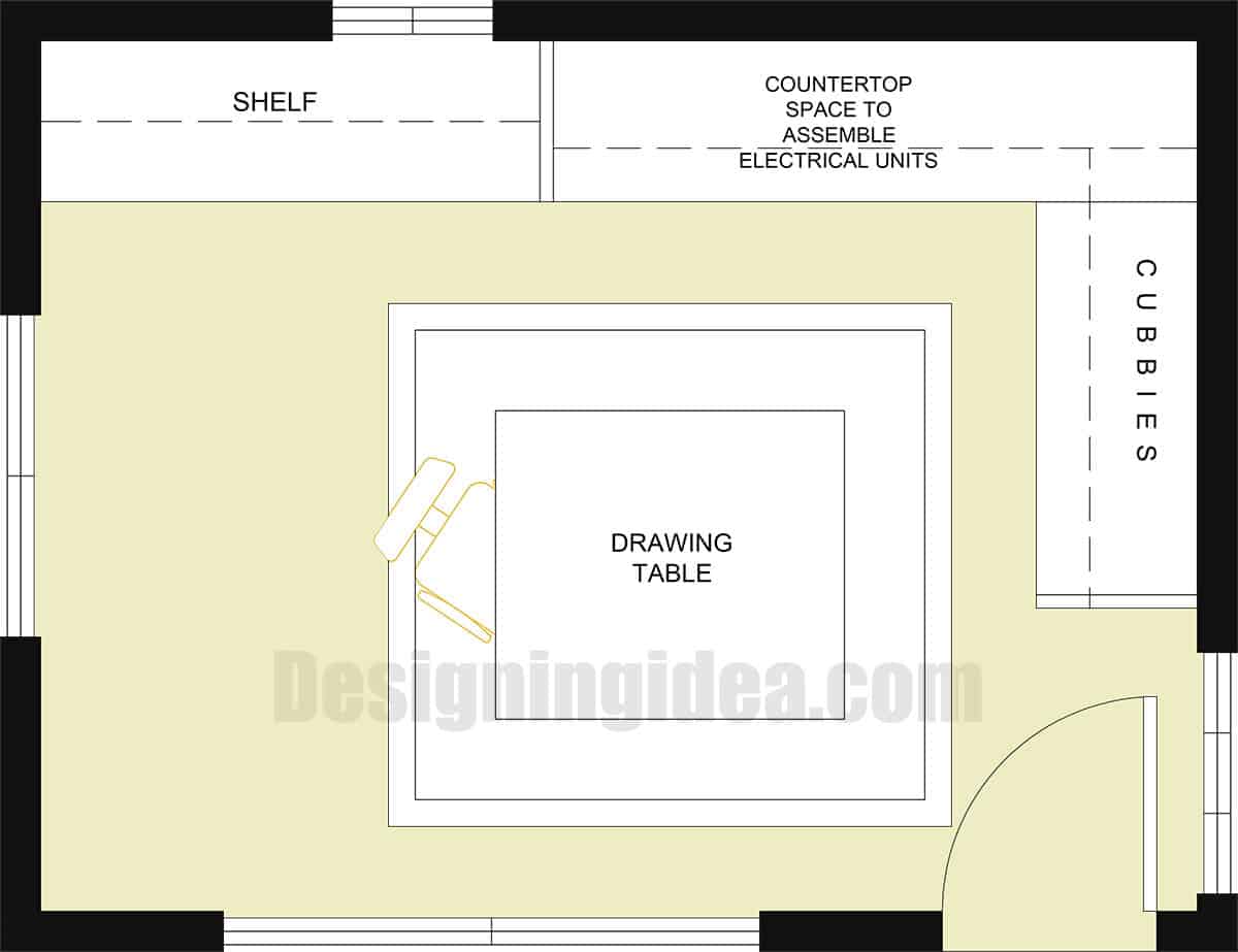 Imaginative play playroom with l-shaped layout