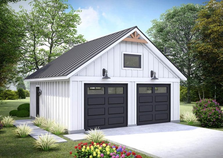 Charming Modern Farmhouse 2 Car Garage Plan With Storage