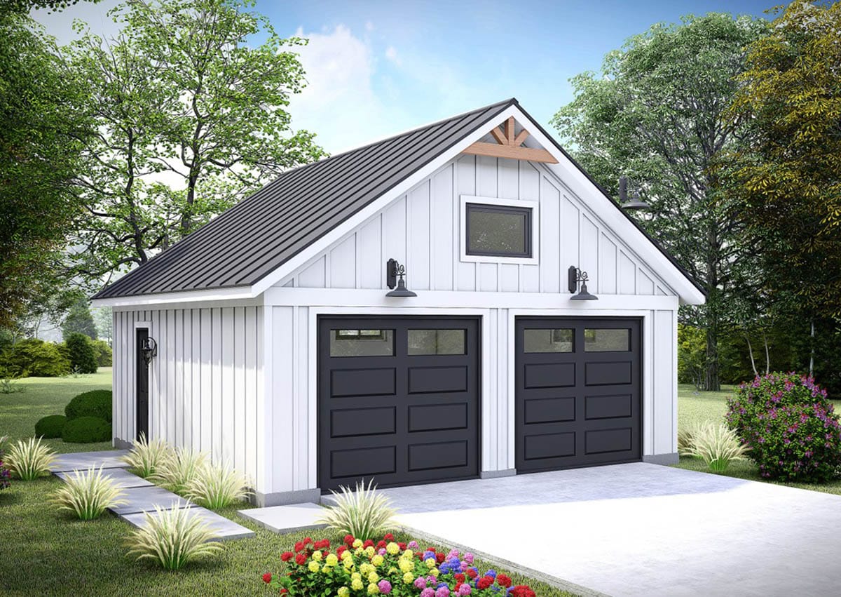 Modern farmhouse 2 car garage design plan