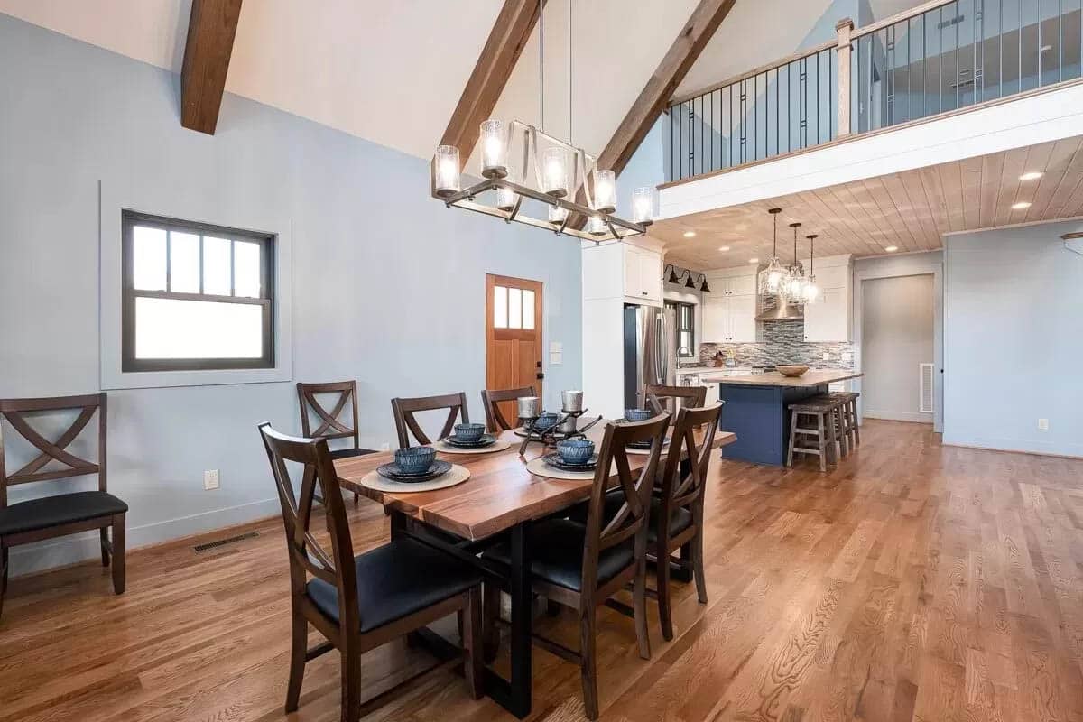 Open concept dining area in living space 