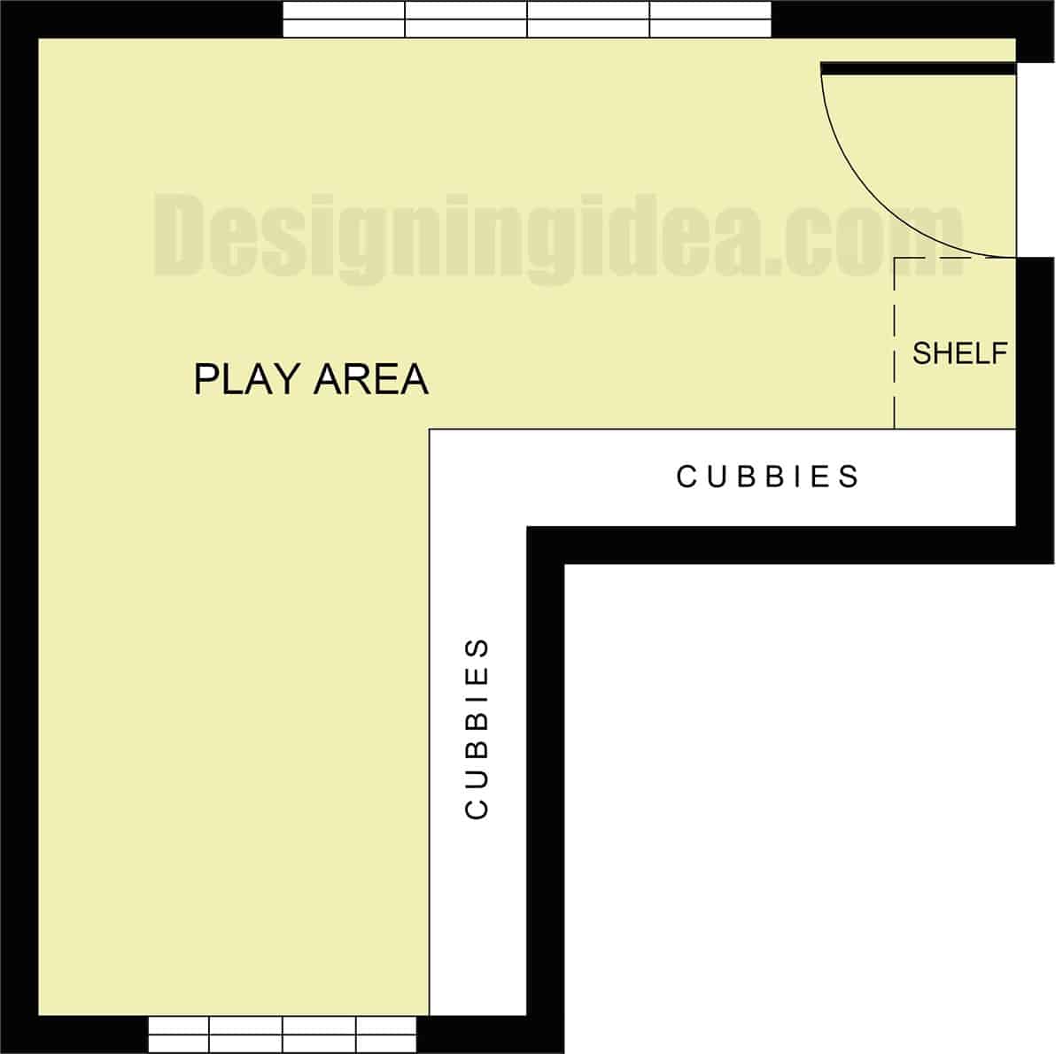 Open floor plan playroom