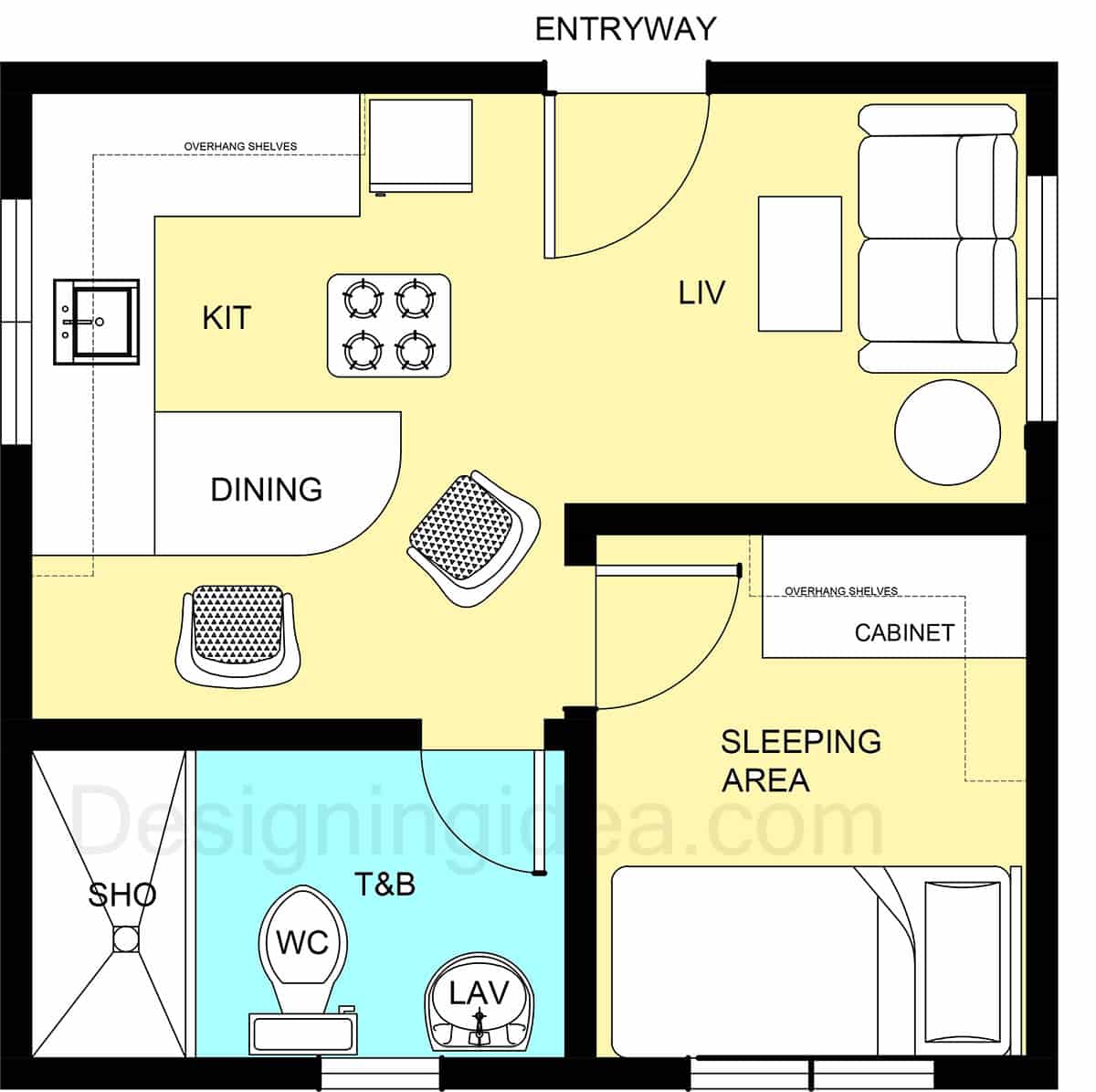 Tiny cottage with fold out furniture