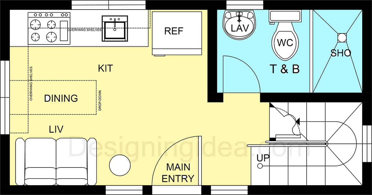 Tiny home with loft and open plan living