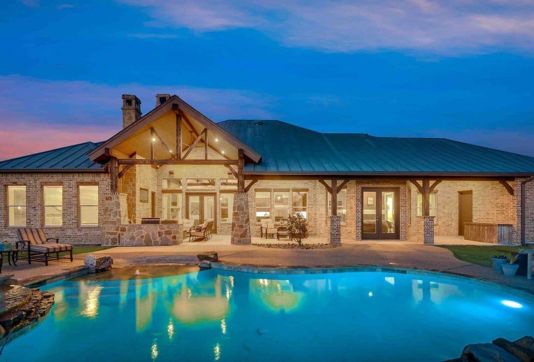 Mountain house with natural looking freeform pool