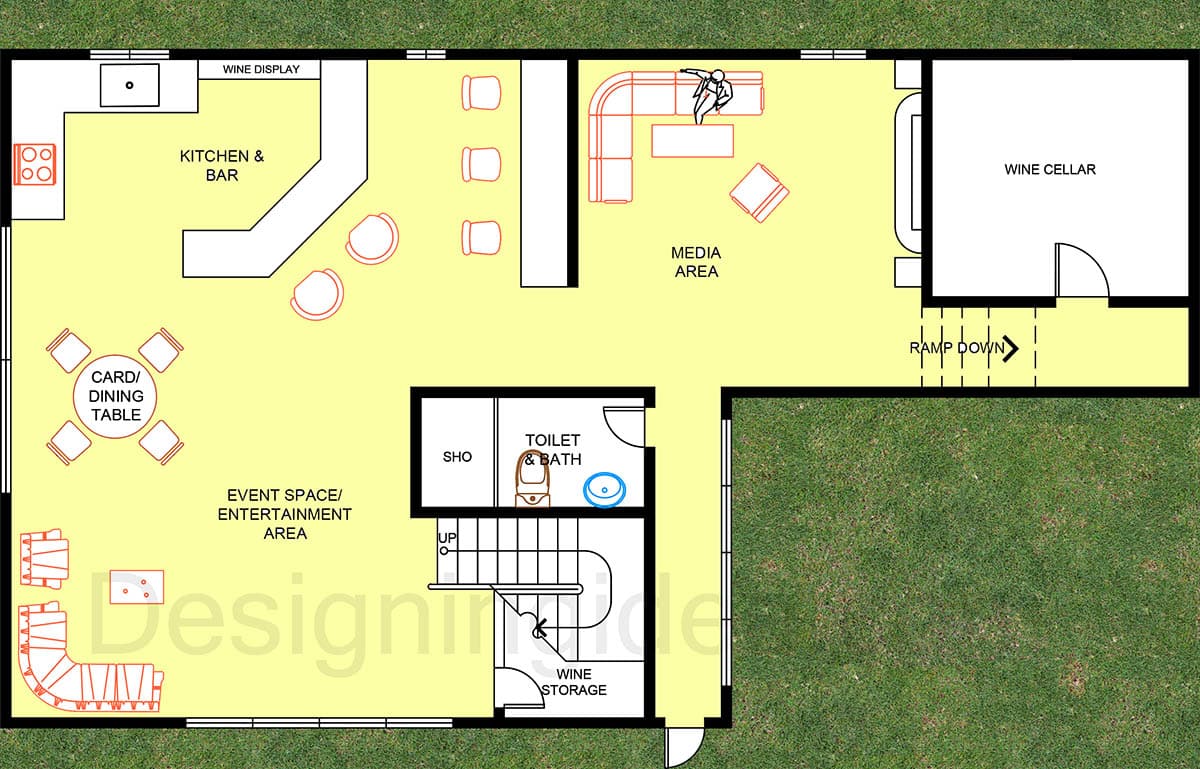 Basement bar area design layout