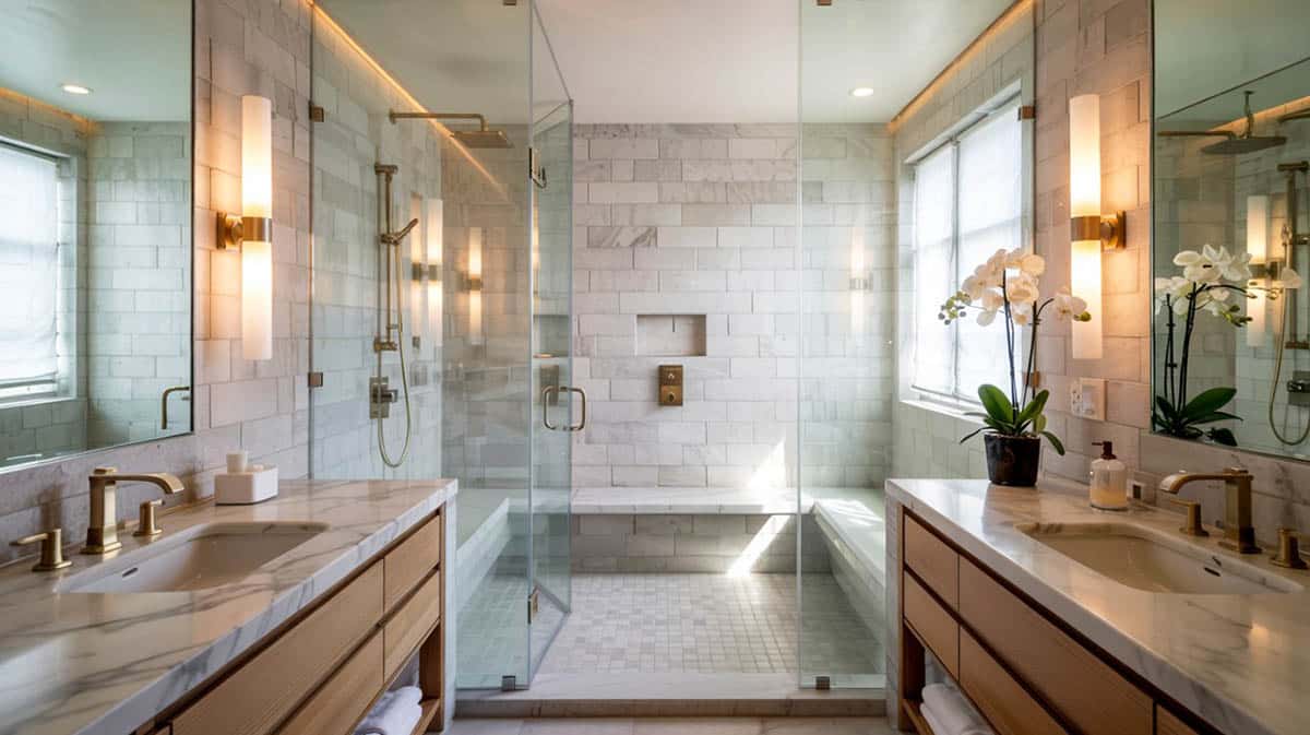 Bathroom with steam shower