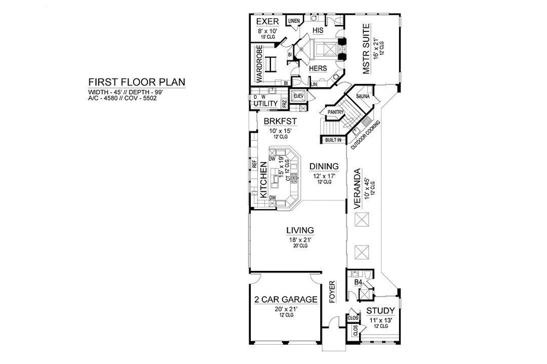 Contemporary home plan first floor 