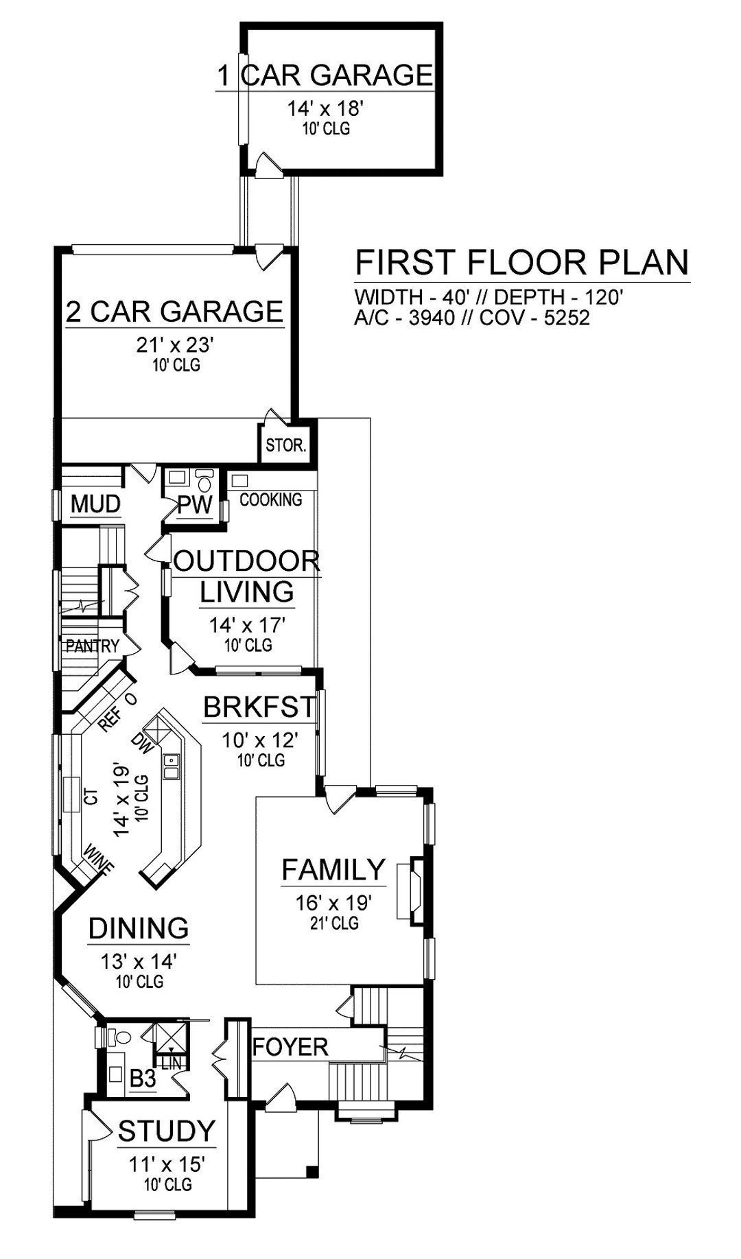 Contemporary house main floor plan