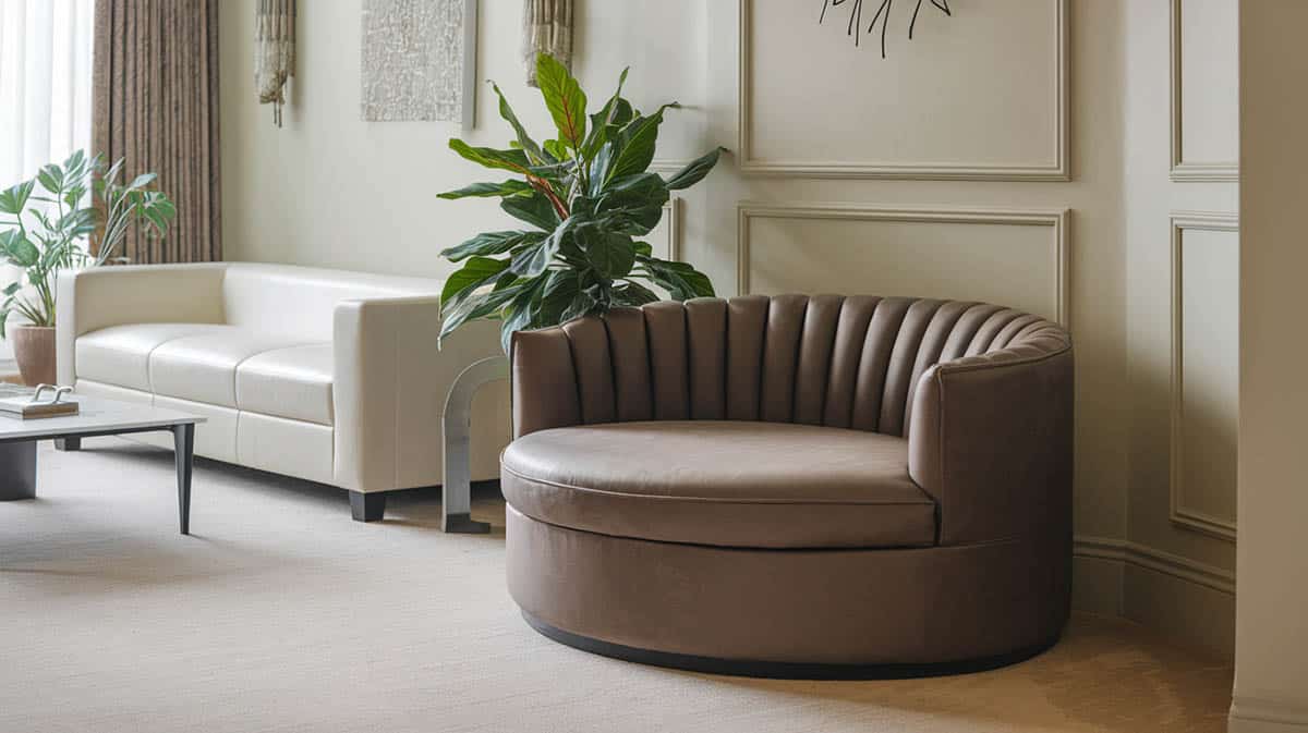 Contemporary round settee in stylish room