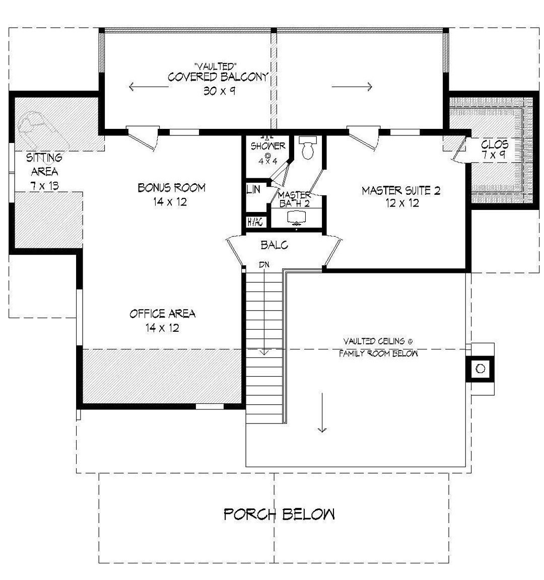 Country house floor plan upper level