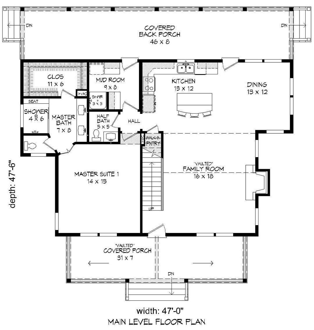 Country home plan 1st floor