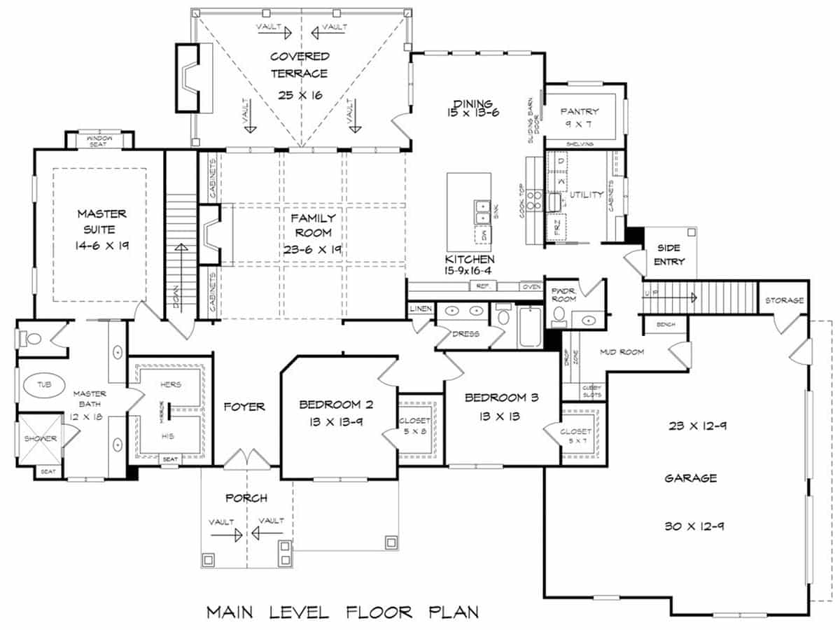 Craftsman home plan main level