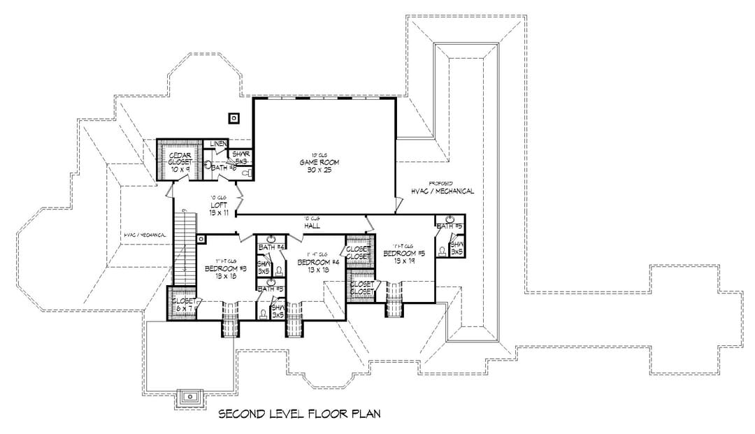 Second level floor plan