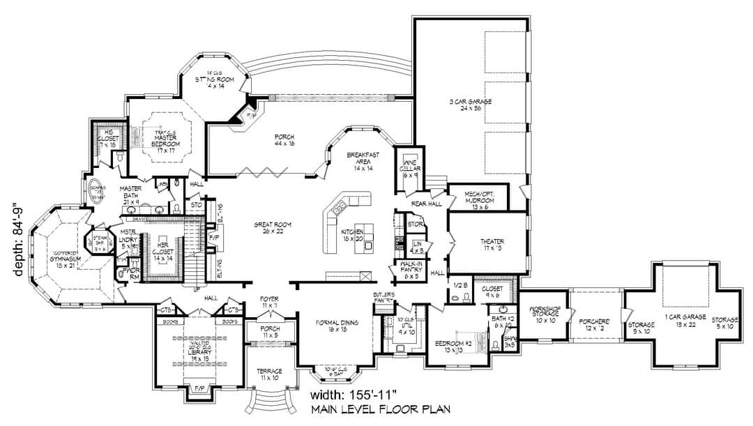 European home plan main level layout