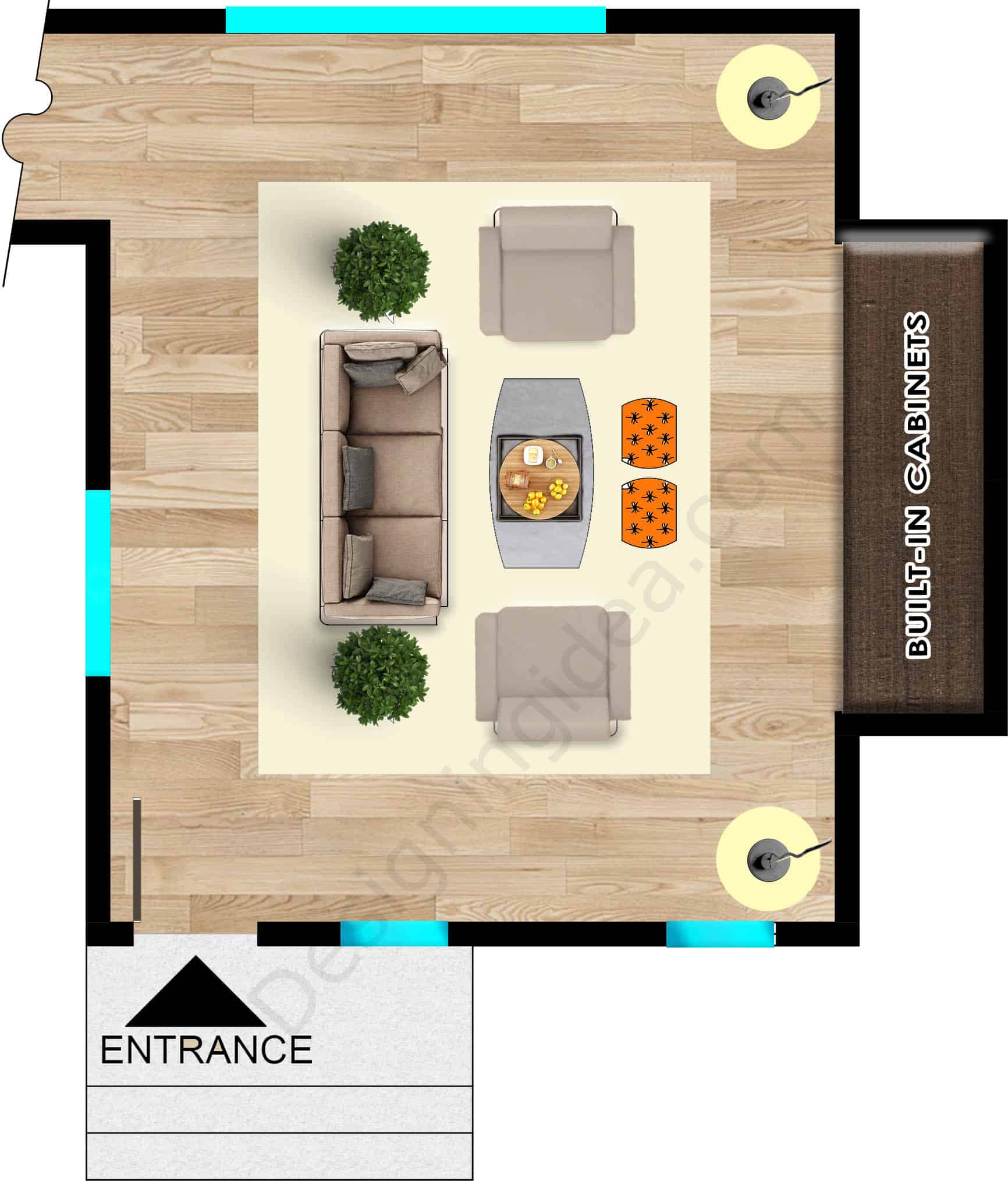 Formal sitting area layout