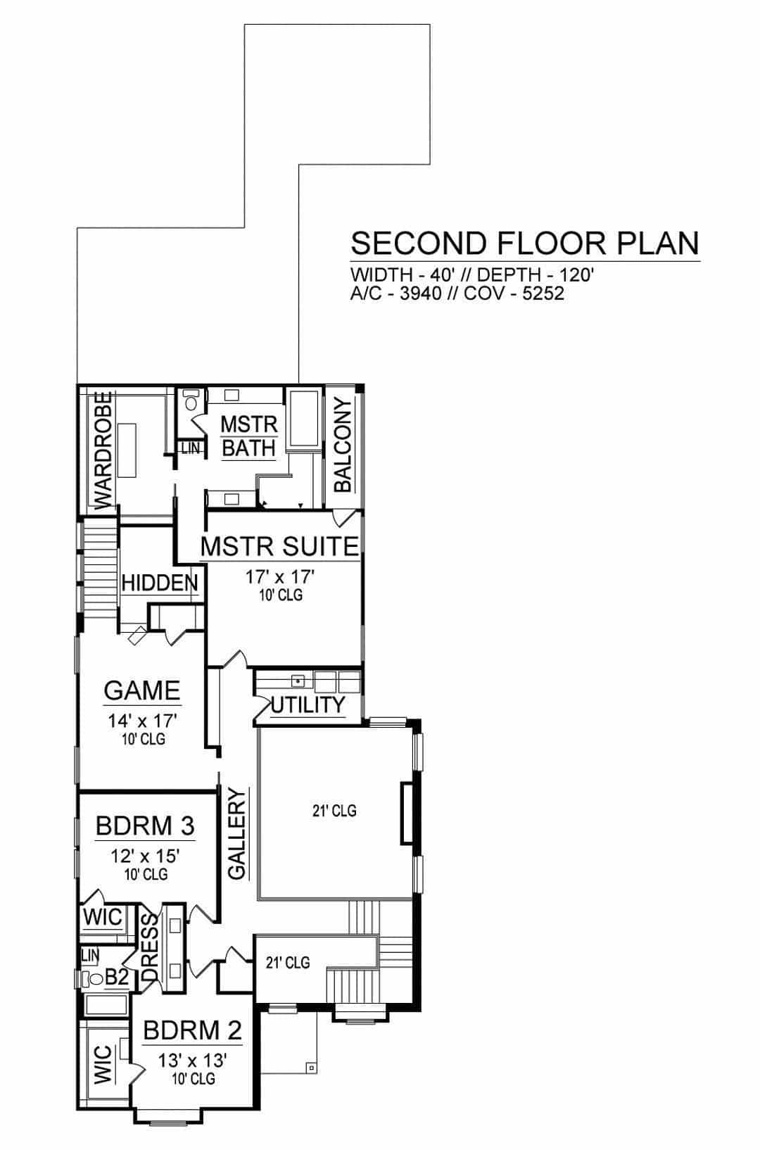 Upper level second floor plan