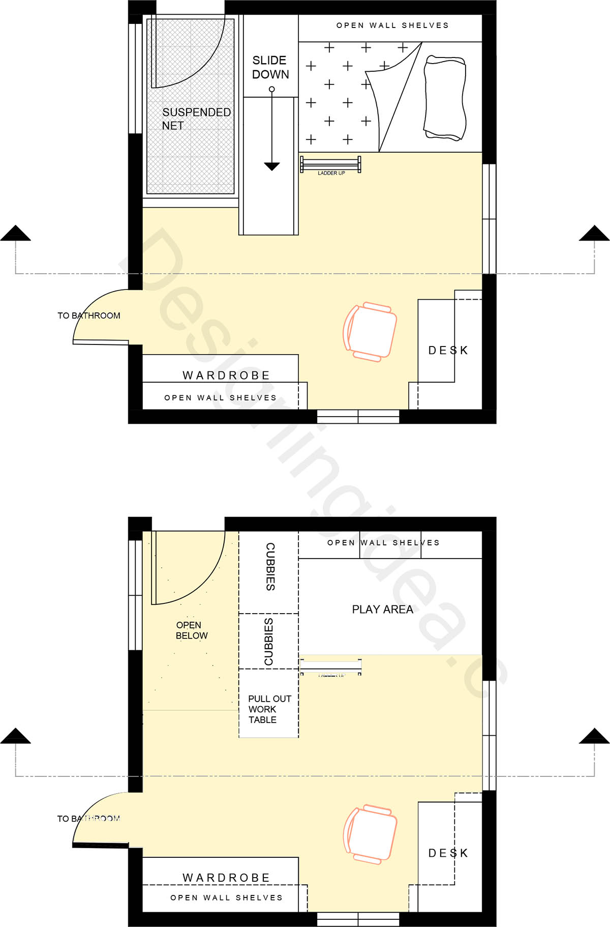 Loft bed with play area