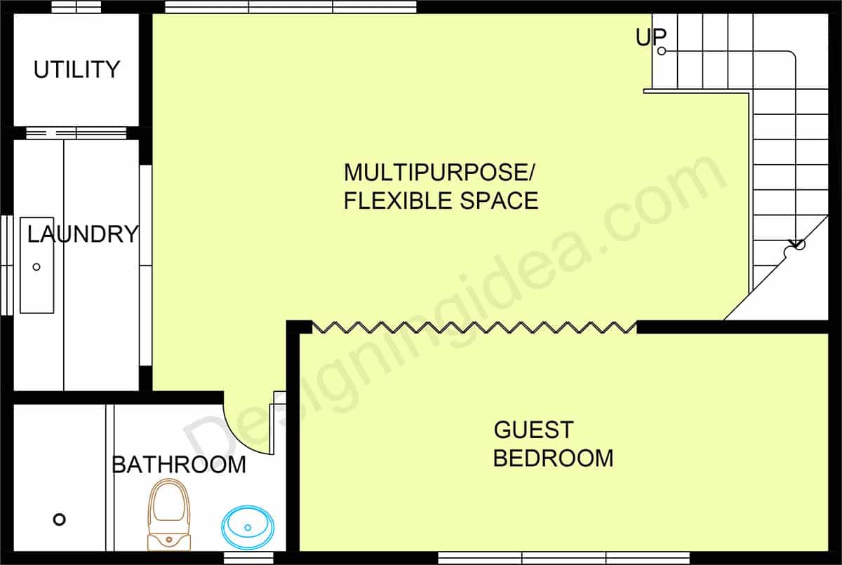 Open concept basement design