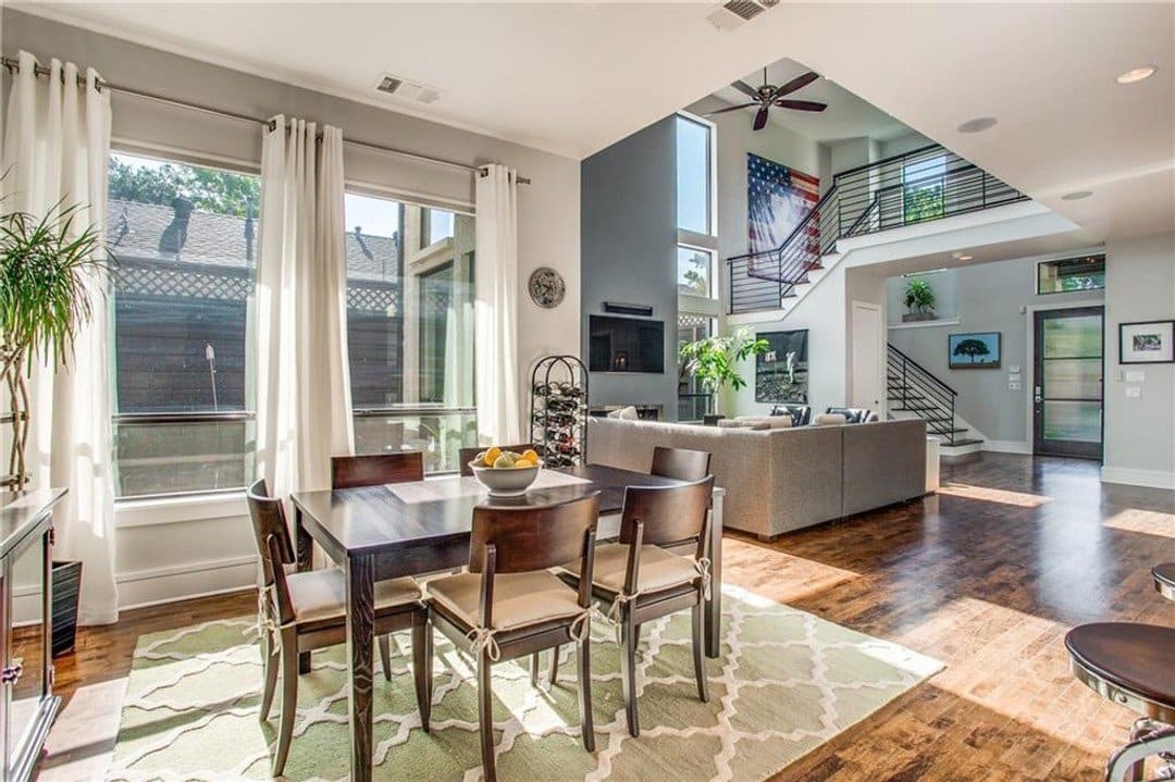 Open plan dining area with outdoor views