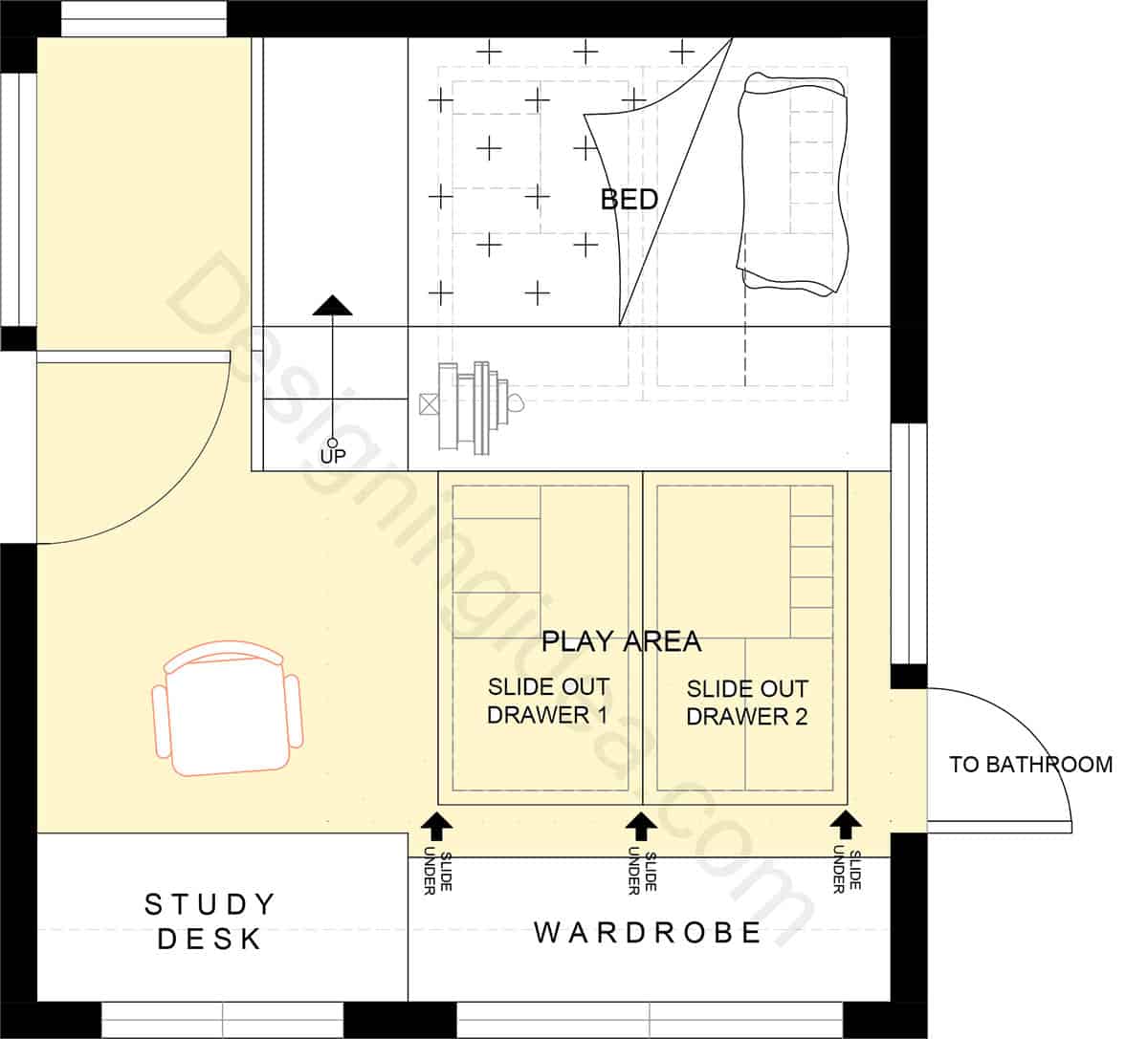 Platform bed with steps and storage