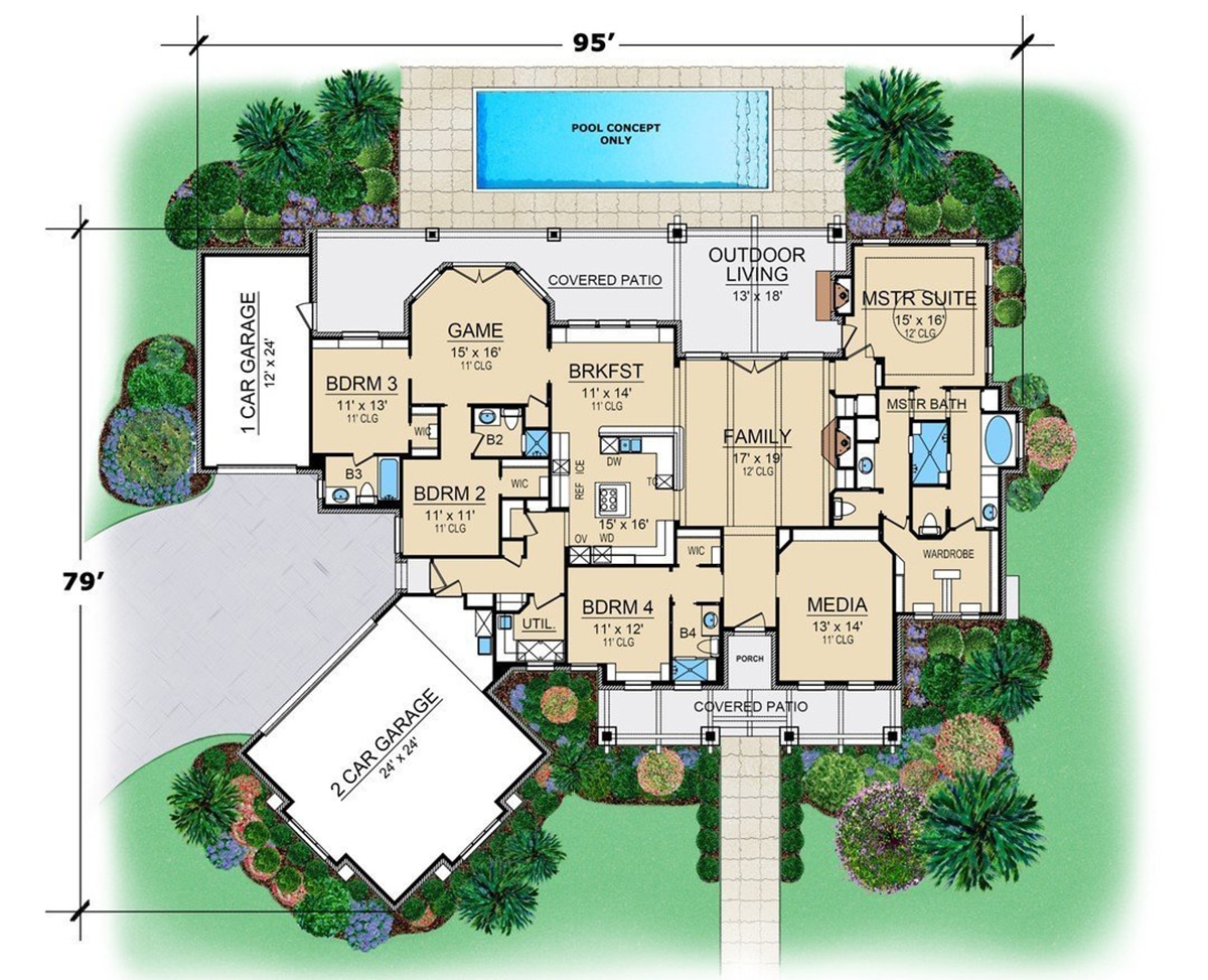 Ranch house plan 1st floor 015 1241